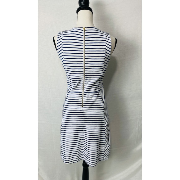 J. Crew Blue and White Strip Daybreak Ponte Knit Sleeveless Dresses - Picture 2 of 9